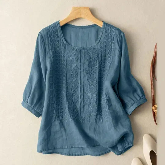 Aurora – Bestickte Entspannte Bluse