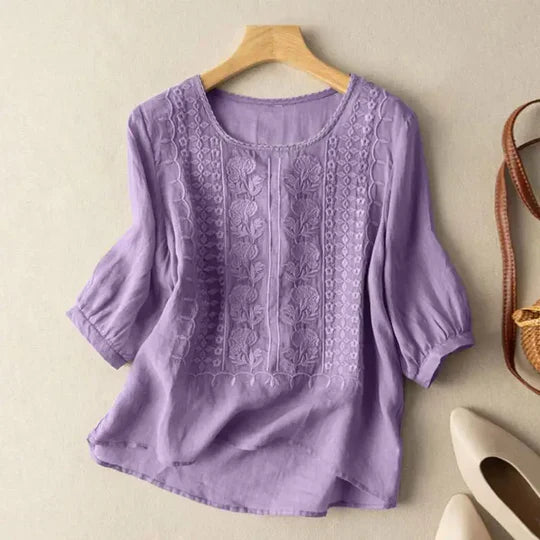 Aurora – Bestickte Entspannte Bluse
